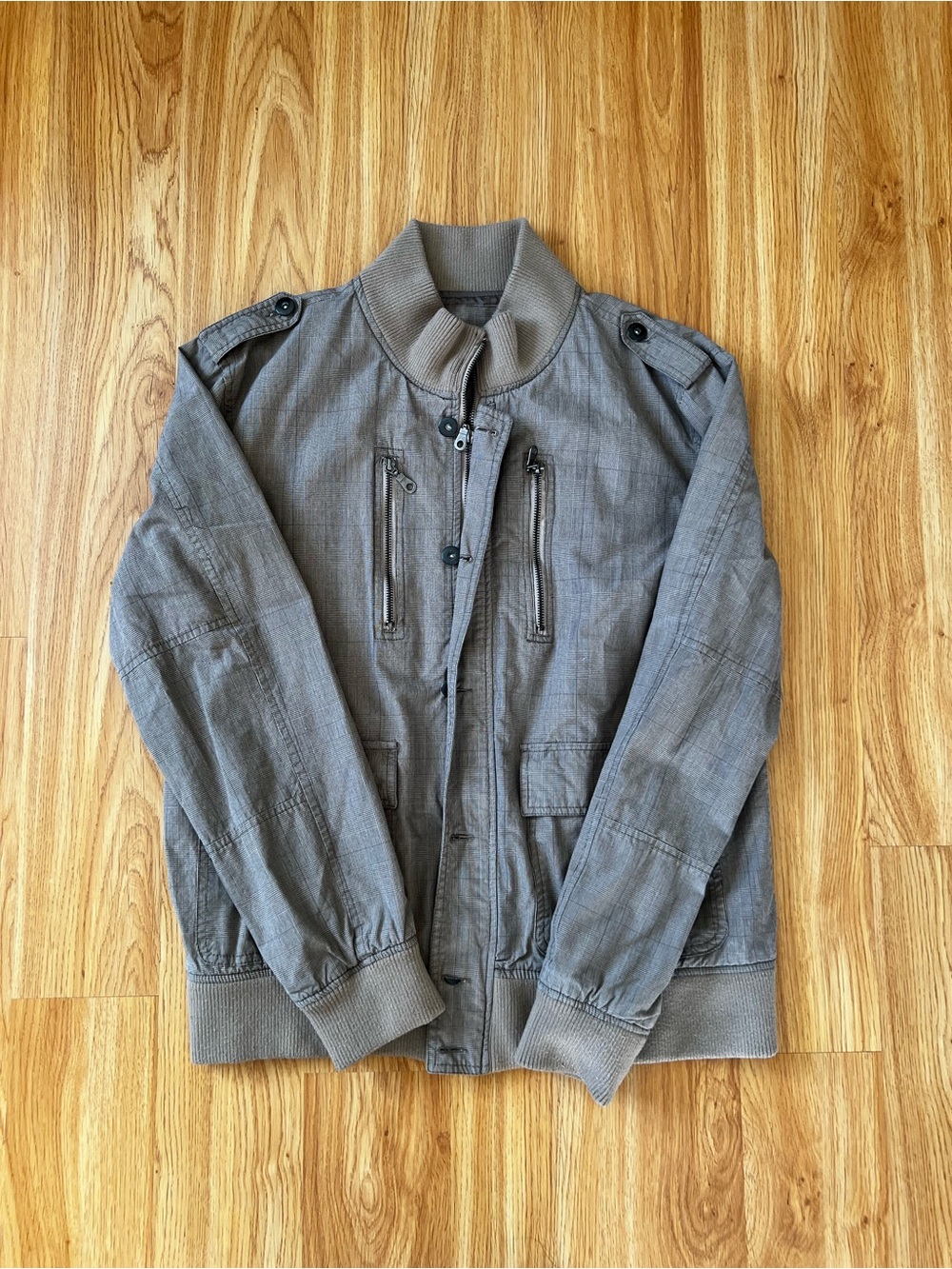 Grey/Tan Mens Military Bomber Jacket Size XL